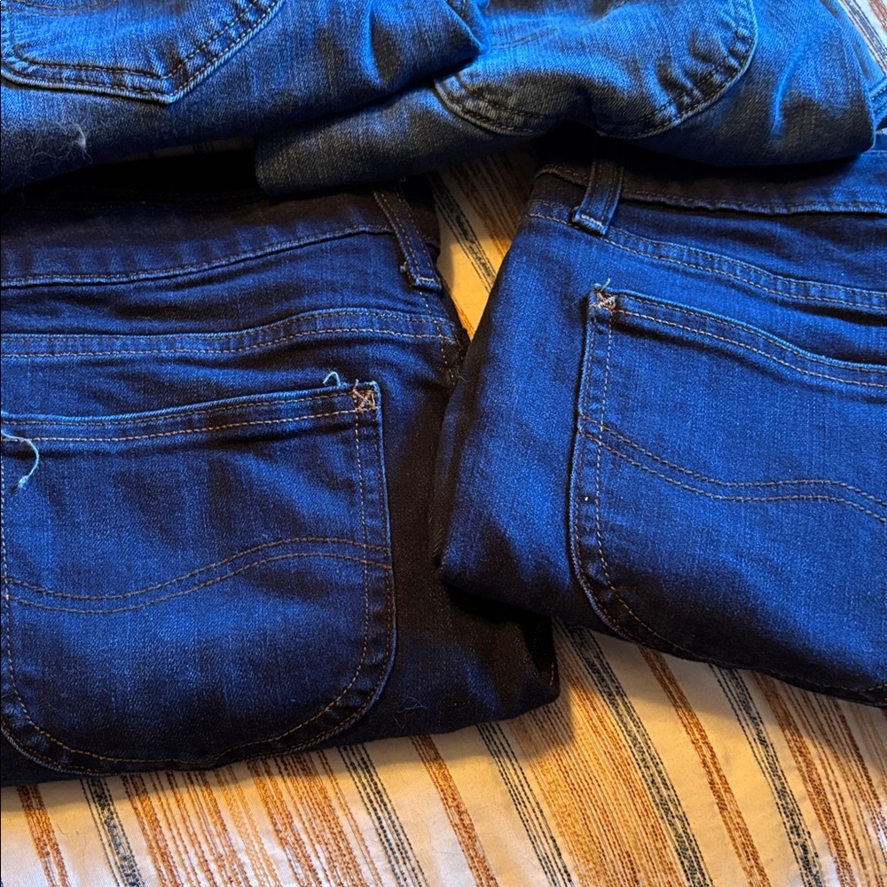 Lee Women's Straight Leg Pants - Dark Blue and Light Blue - Picture 3 of 4